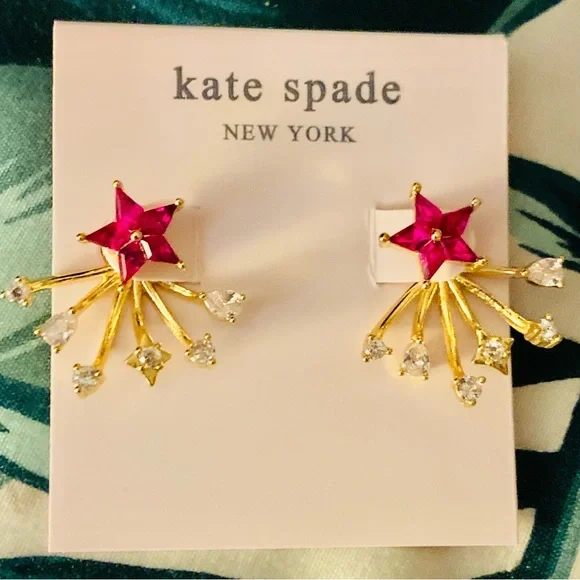 KATE SPADE NEW YORK ♠️ COSMOS MULTI STAR GOLD TONE FRONT TO BACK EARRINGS ⭐️ - Picture 1 of 5